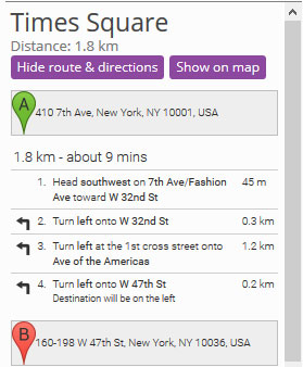 Store Locator - driving directions from A to B